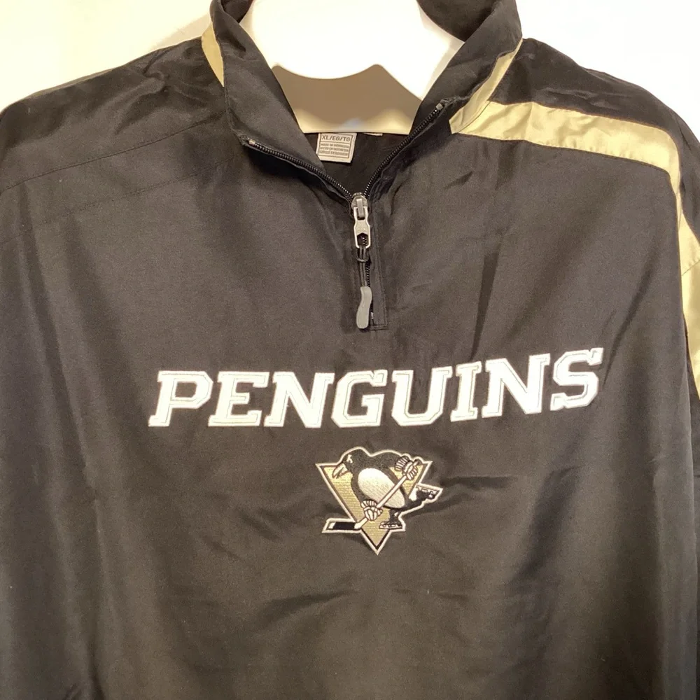 Pittsburgh Penguins 1/4 zip pullover Windbreaker mens size XL Reebok Center Ice - Picture 11 of 12